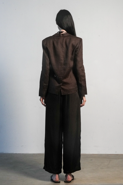 PARIS LINEN JACKET IN CHOCOLATE