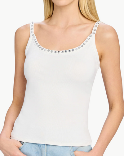 IRIS CRYSTAL TANK TOP IN WHITE - Romi Boutique