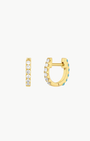 EF Collection Reversible Diamond & Turquoise Mini Huggie Earrings at Romi Boutique
