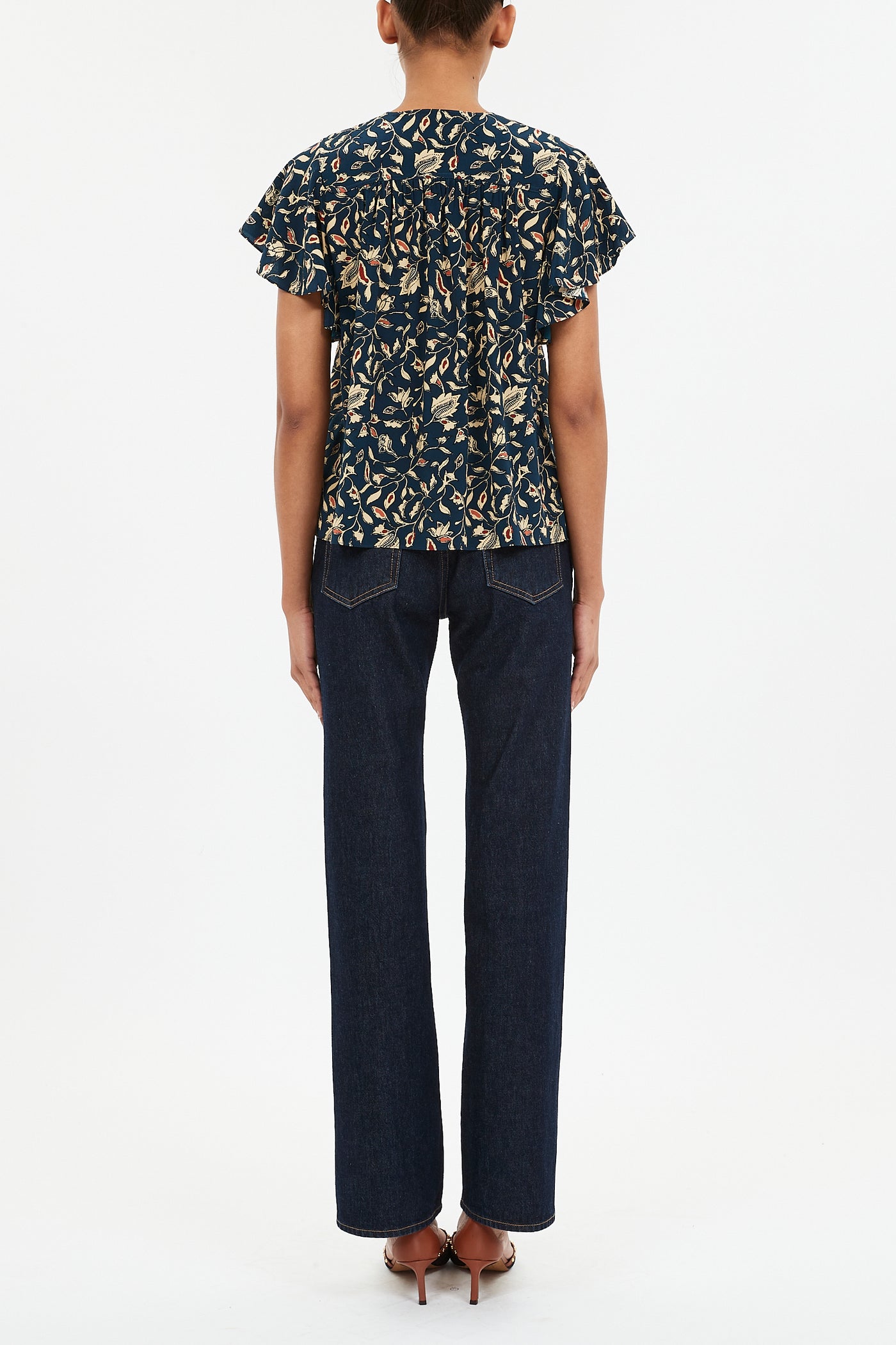 ADONI SHORT SLEEVE TOP IN MIDNIGHT GARDEN
