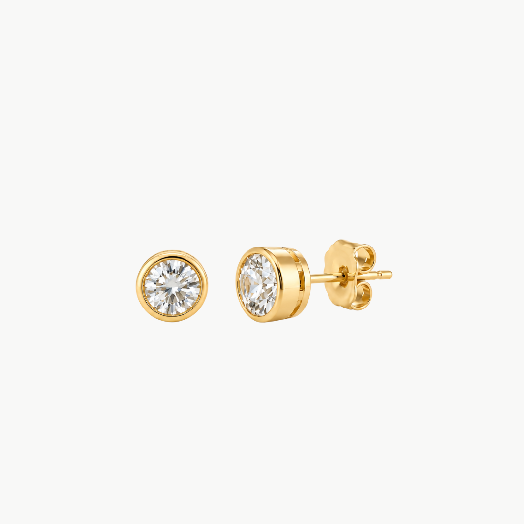 Emerson Stone Solstice Grand Bezel Diamond Studs at Romi Boutique