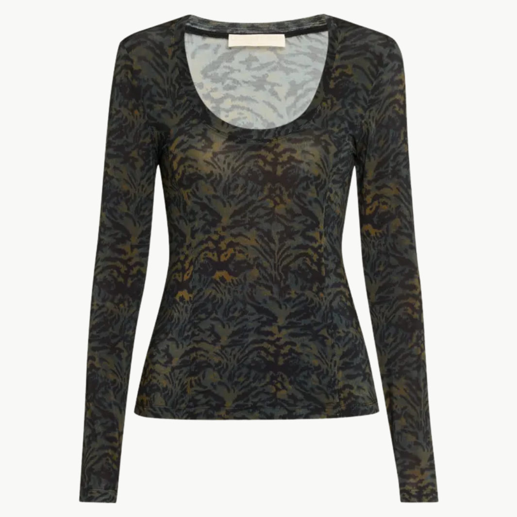 Ulla Johnson ARIS JERSEY LONG SLEEVE U-NECK TOP at Romi Boutique