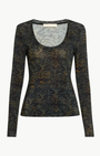 Ulla Johnson ARIS JERSEY LONG SLEEVE U-NECK TOP at Romi Boutique