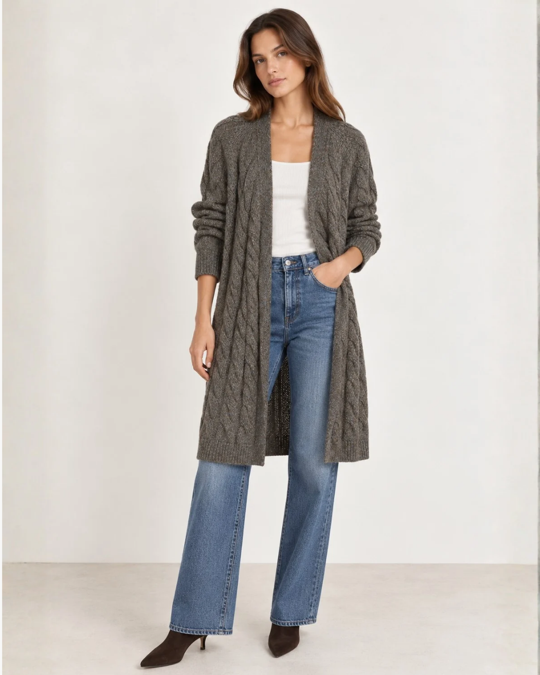 W.Cashmere Anne Cable Knit Cardigan at Romi Boutique