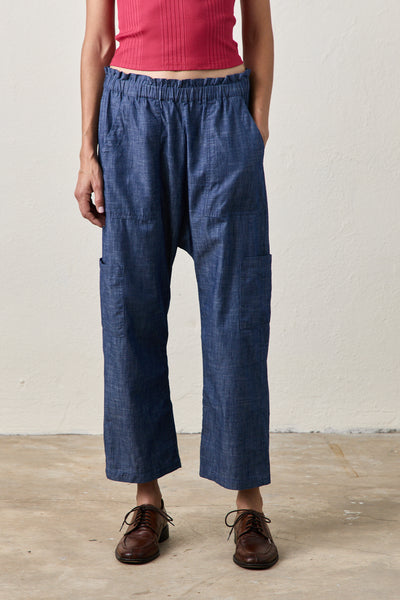 SHAILEY PAPERBAG WAIST PANTS IN INDIGO