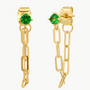 Front To Back Chain Link Emerald Stud Earrings