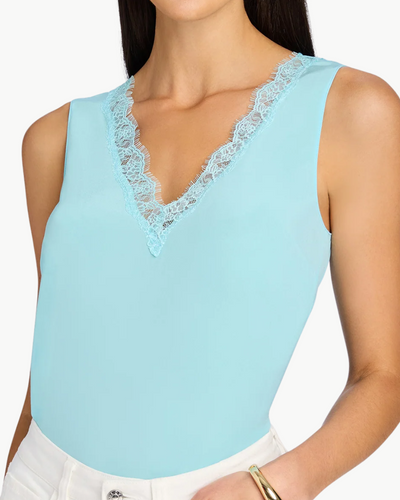 MARIE LACE COMBO TANK IN AQUA - Romi Boutique