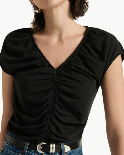 DONA V-NECK TOP IN JET BLACK