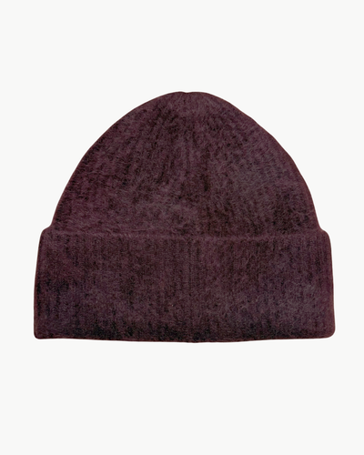 BRUSHED CASHMERE BEANIE IN FIG - Romi Boutique