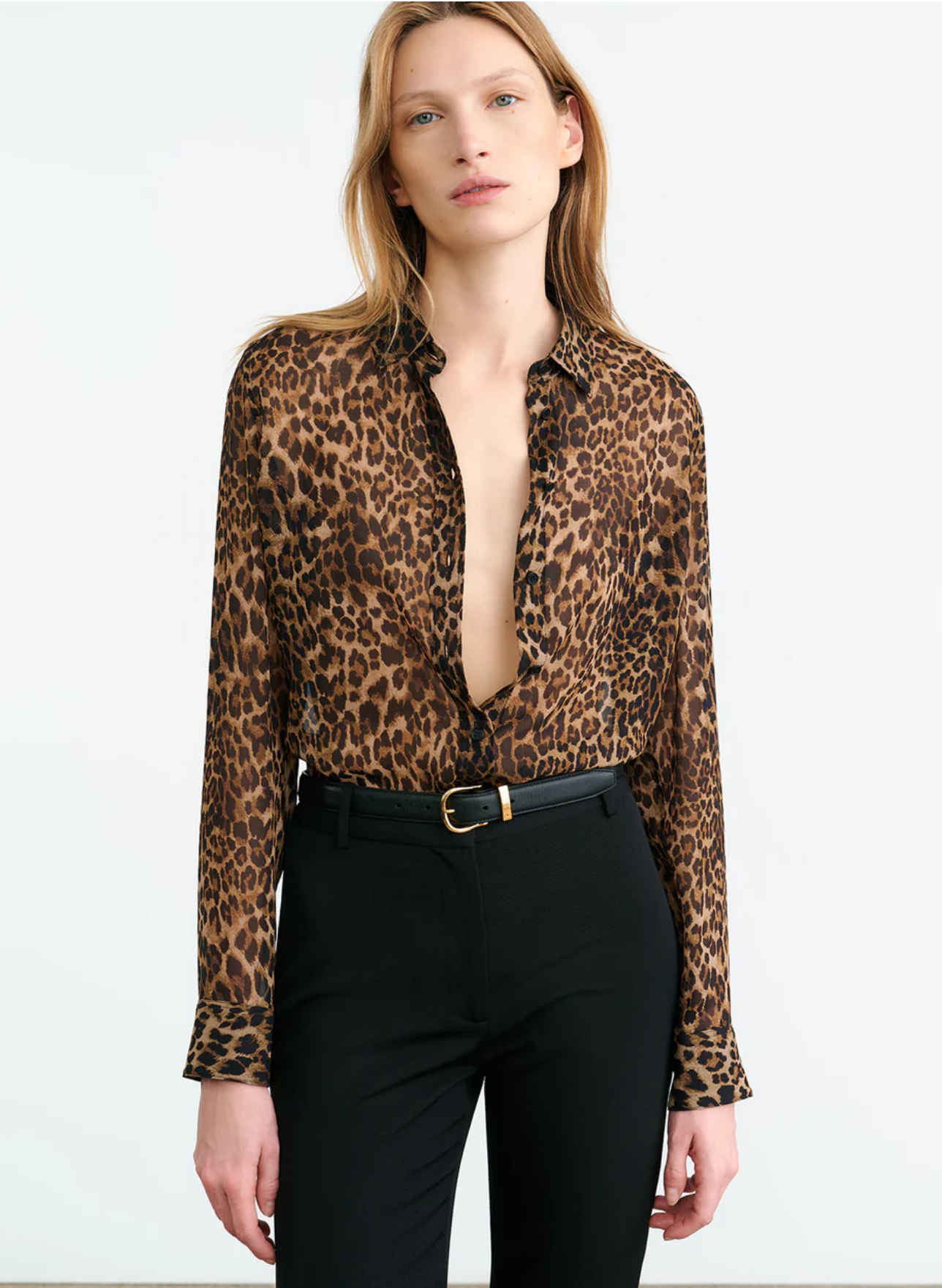 GAIA SLIM SHIRT IN VINTAGE LEOPARD PRINT