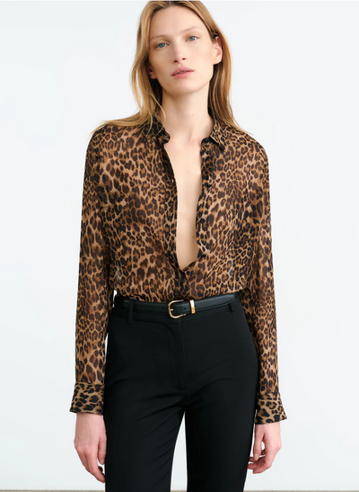 GAIA SLIM SHIRT IN VINTAGE LEOPARD PRINT