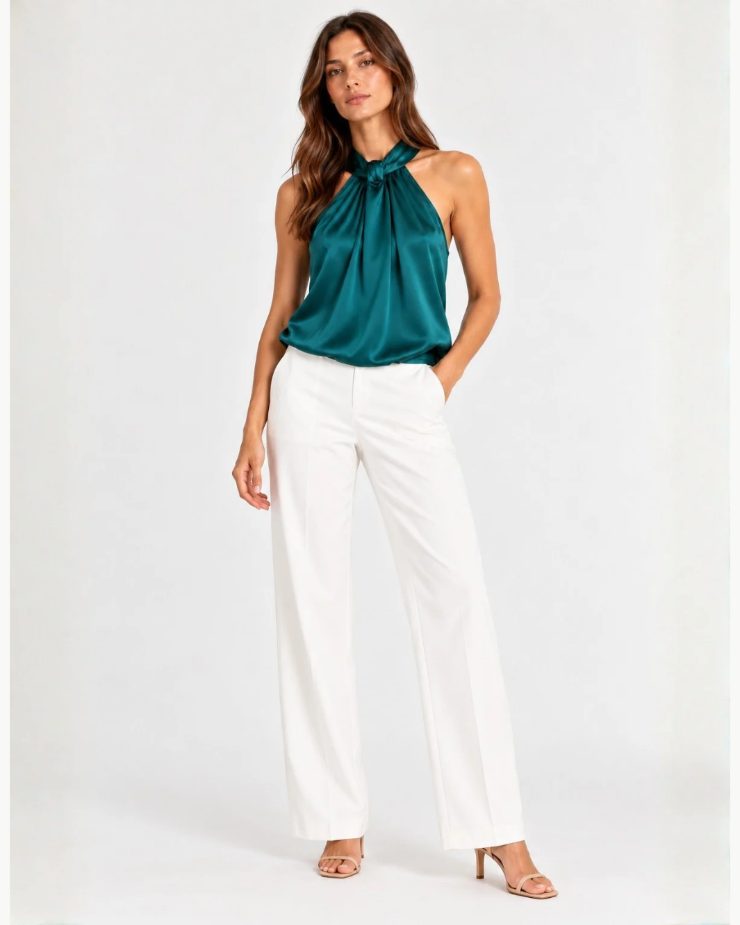 Go Silk Go High Neck Halter at Romi Boutique