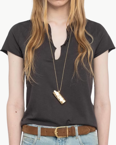 HENLEY T-SHIRT TUNI IN DARK CHOCOLATE