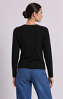 Minnie Rose Sheer Luxury Cashmere Long Sleeve V Neck with Rolled Trims at Romi Boutique