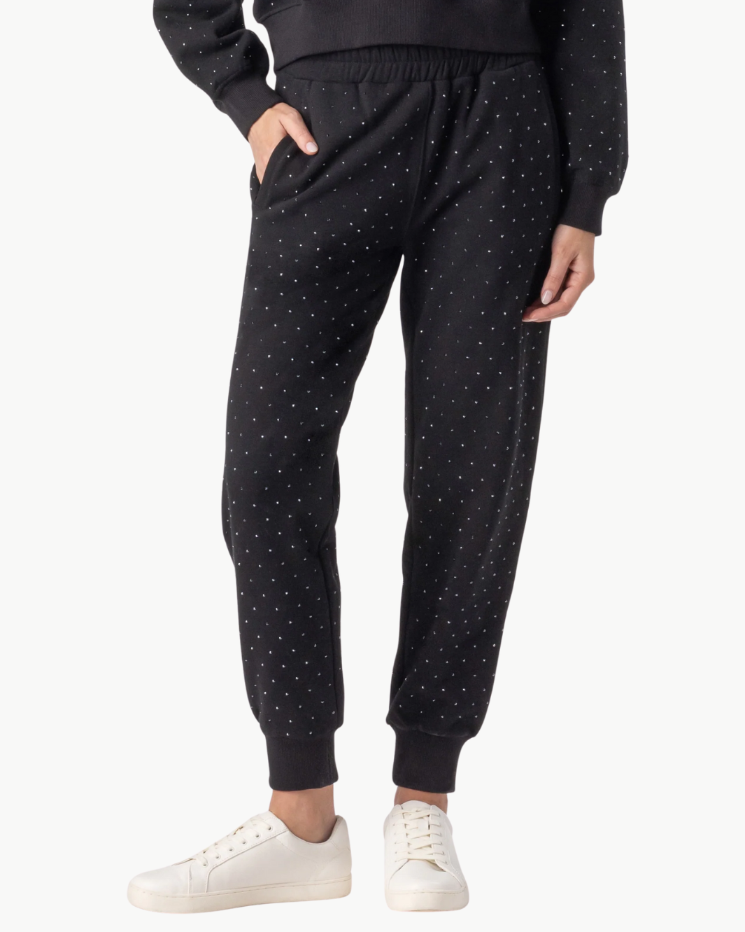 RUEL CRYSTAL SWEATPANTS IN BLACK