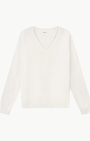 Minnie Rose CASHMERE FRAYED EDGE V NECK at Romi Boutique