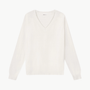 Minnie Rose CASHMERE FRAYED EDGE V NECK at Romi Boutique