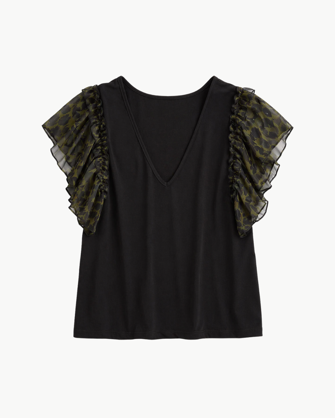 Ramy Brook Lysette V- Neck Flutter Sleeve Top at Romi Boutique