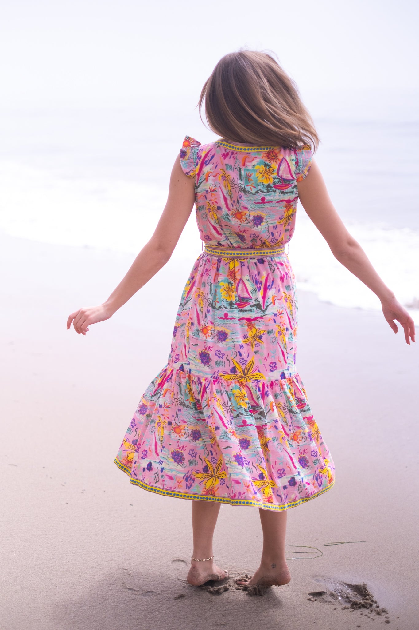 LOLA MIDI DRESS IN SUNSHINE PRINT