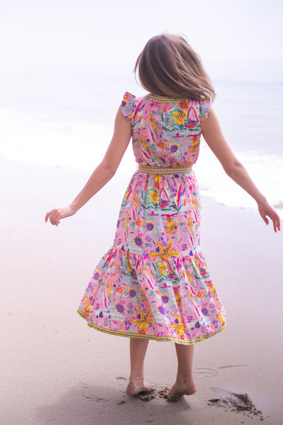 LOLA MIDI DRESS IN SUNSHINE PRINT