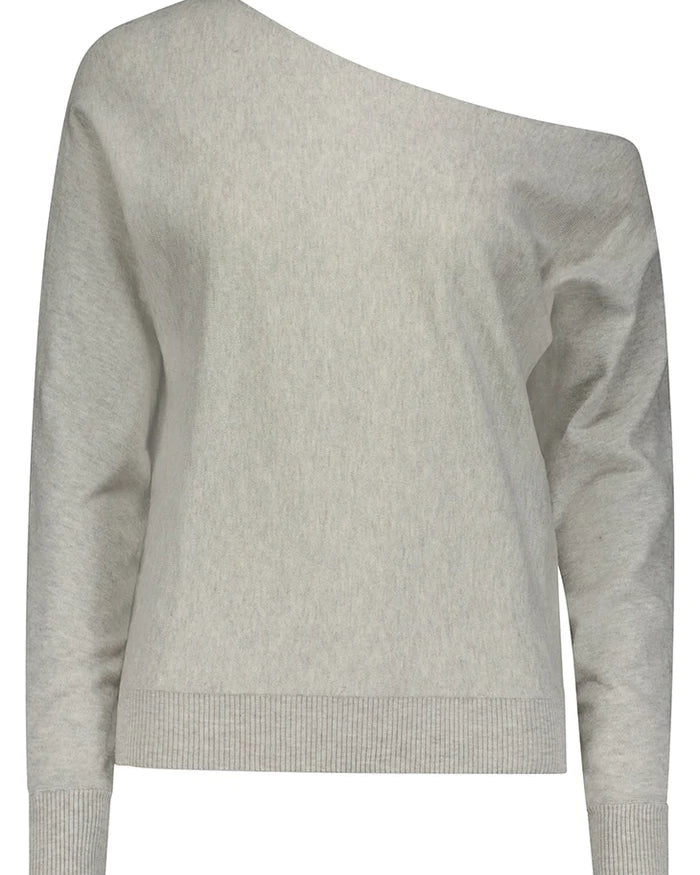 COTTON CASHMERE OFF THE SHOULDER TOP IN LIGHT HEATHER GREY by Minnie Rose - Romi Boutique
