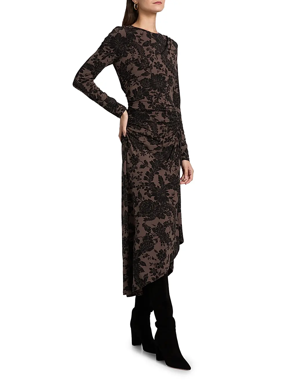 THEODORA DRESS IN DARK LICHEN/BLACK - Romi Boutique