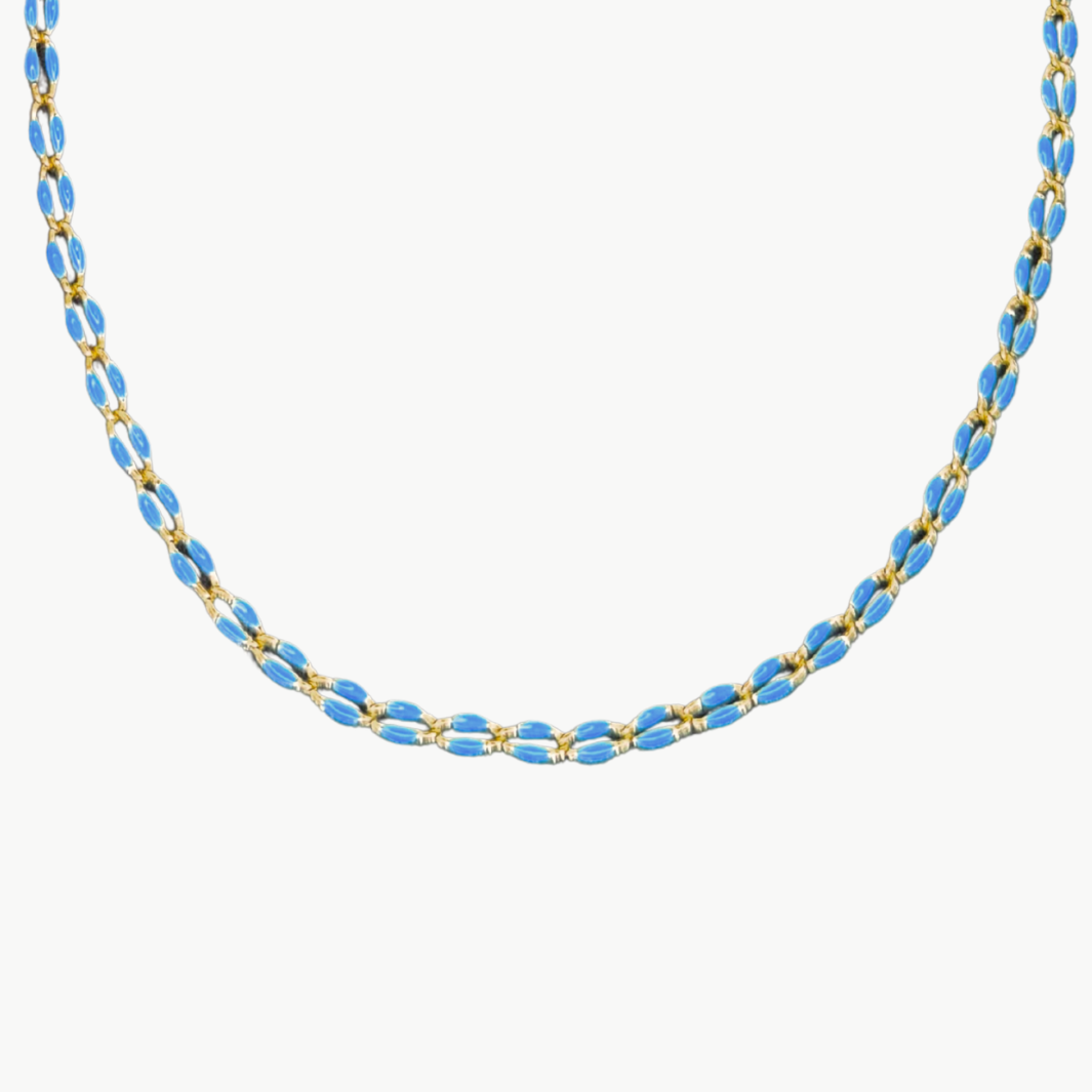 MARIT RAE OVAL LINK NECKLACE IN OCEAN BLUE at Romi Boutique