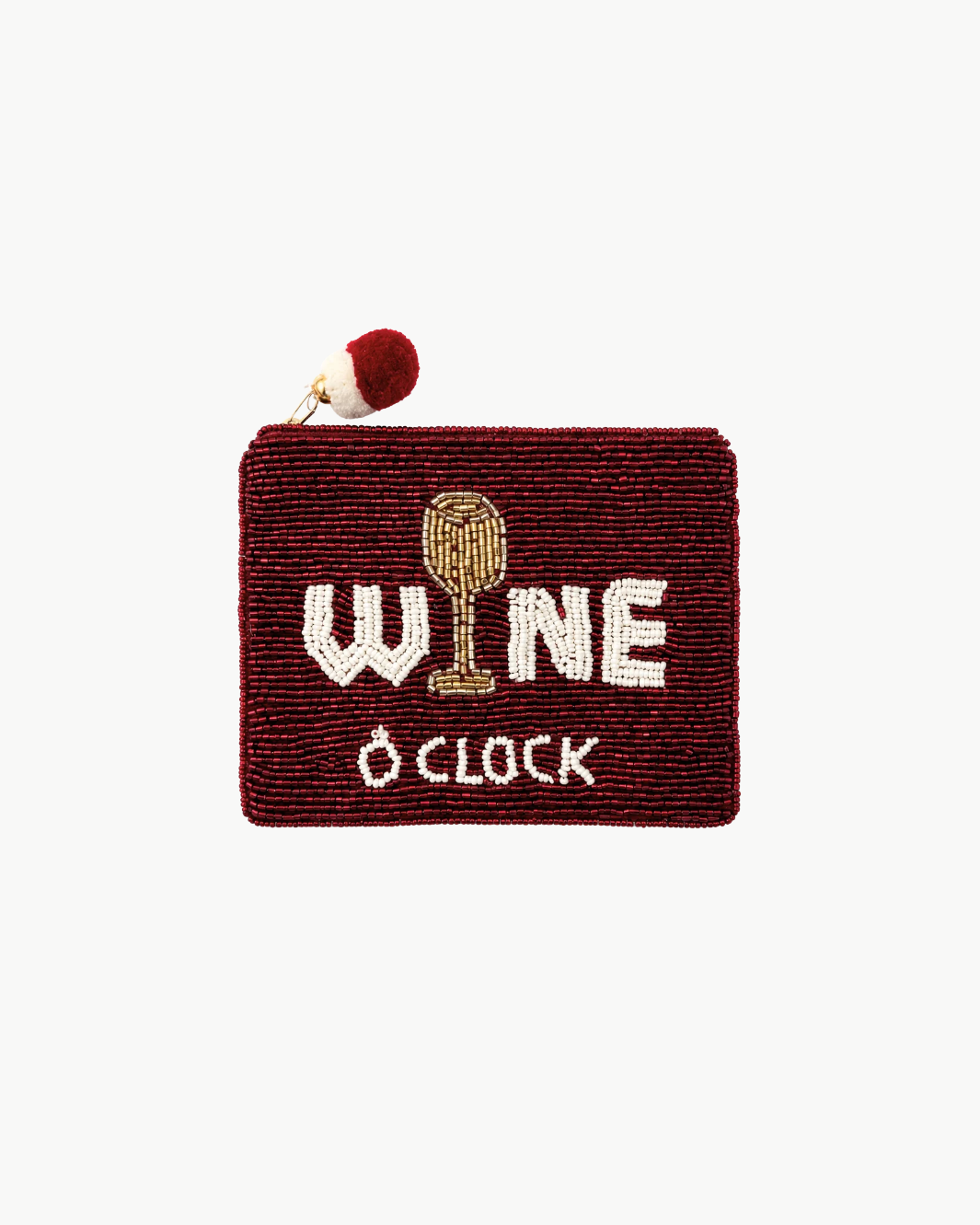 Romi Wine O'Clock Beaded Coin Pouch at Romi Boutique