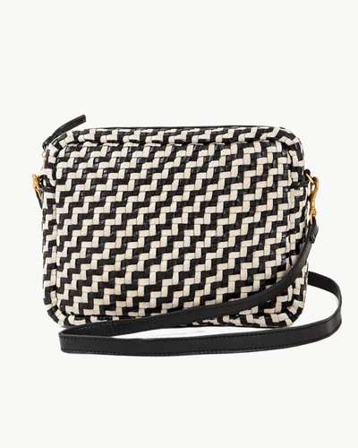MIDI SAC IN BLACK AND CREAM WOVEN ZIG ZAG
