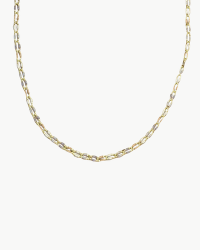 OVAL LINK NECKLACE IN GREY/NEUTRAL MULTI - Romi Boutique