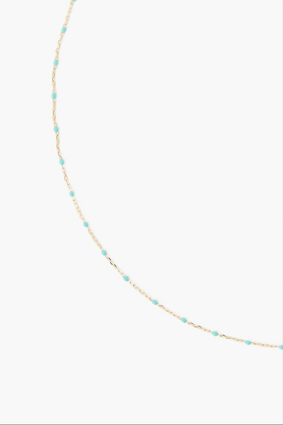 ENAMEL BEAD NECKLACE IN TURQUOISE - Romi Boutique