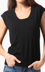 Minnie Rose SUPIMA SCOOP NECK CAP SLEEVE TOP at Romi Boutique
