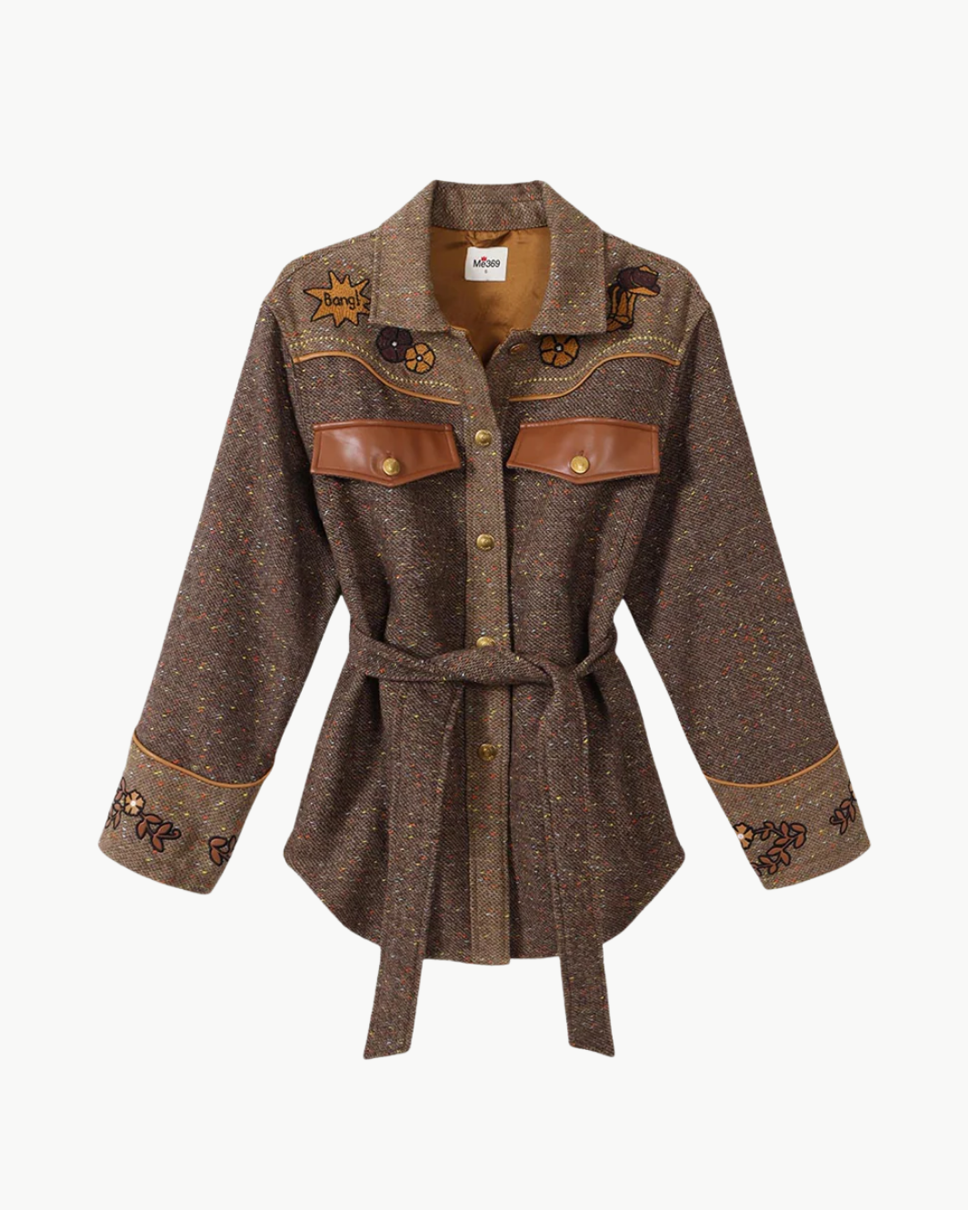 KIARA BELTED JACKET IN BROWN by Me369 - Romi Boutique