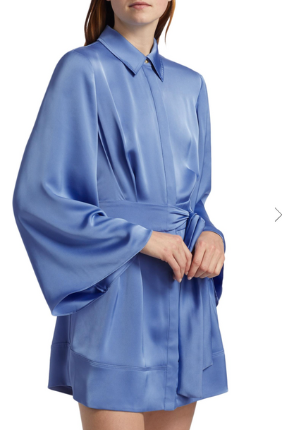 MARIANA BUTTON DOWN MINI DRESS IN CORNFLOWER - Romi Boutique