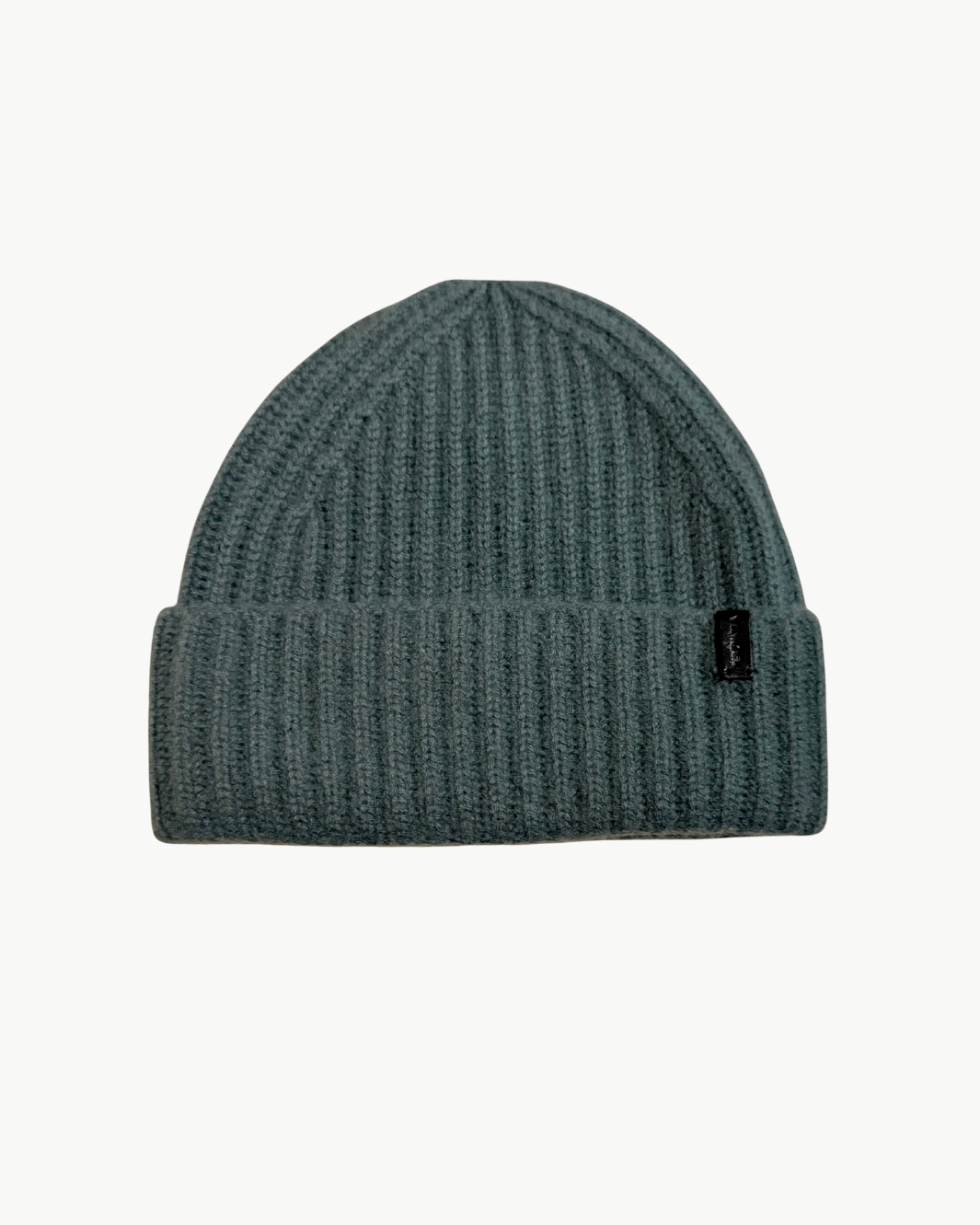 BOILED CASHMERE CHUNKY HALF CARDIGAN KNIT HAT IN MALACHITE