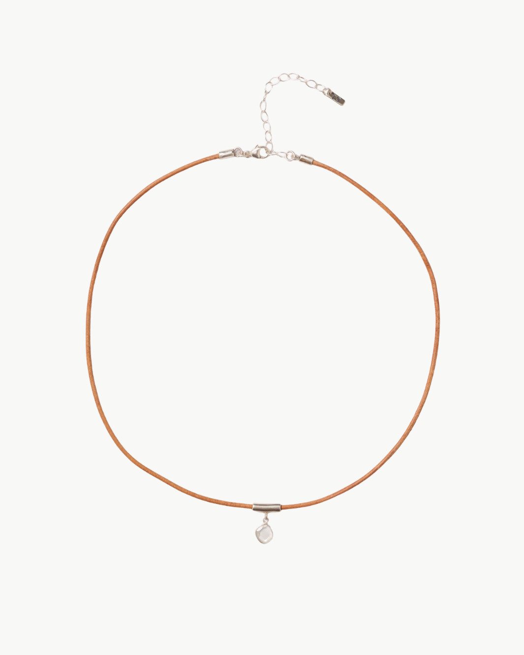 MOISSANITE SLICE CHOKER IN CAMEL LEATHER