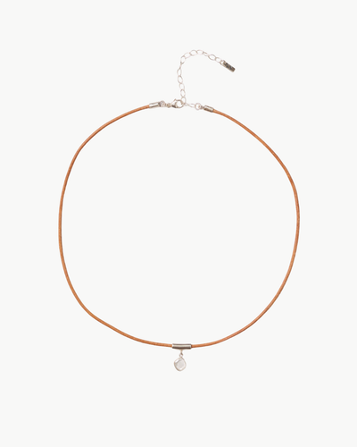 MOISSANITE SLICE CHOKER IN CAMEL LEATHER