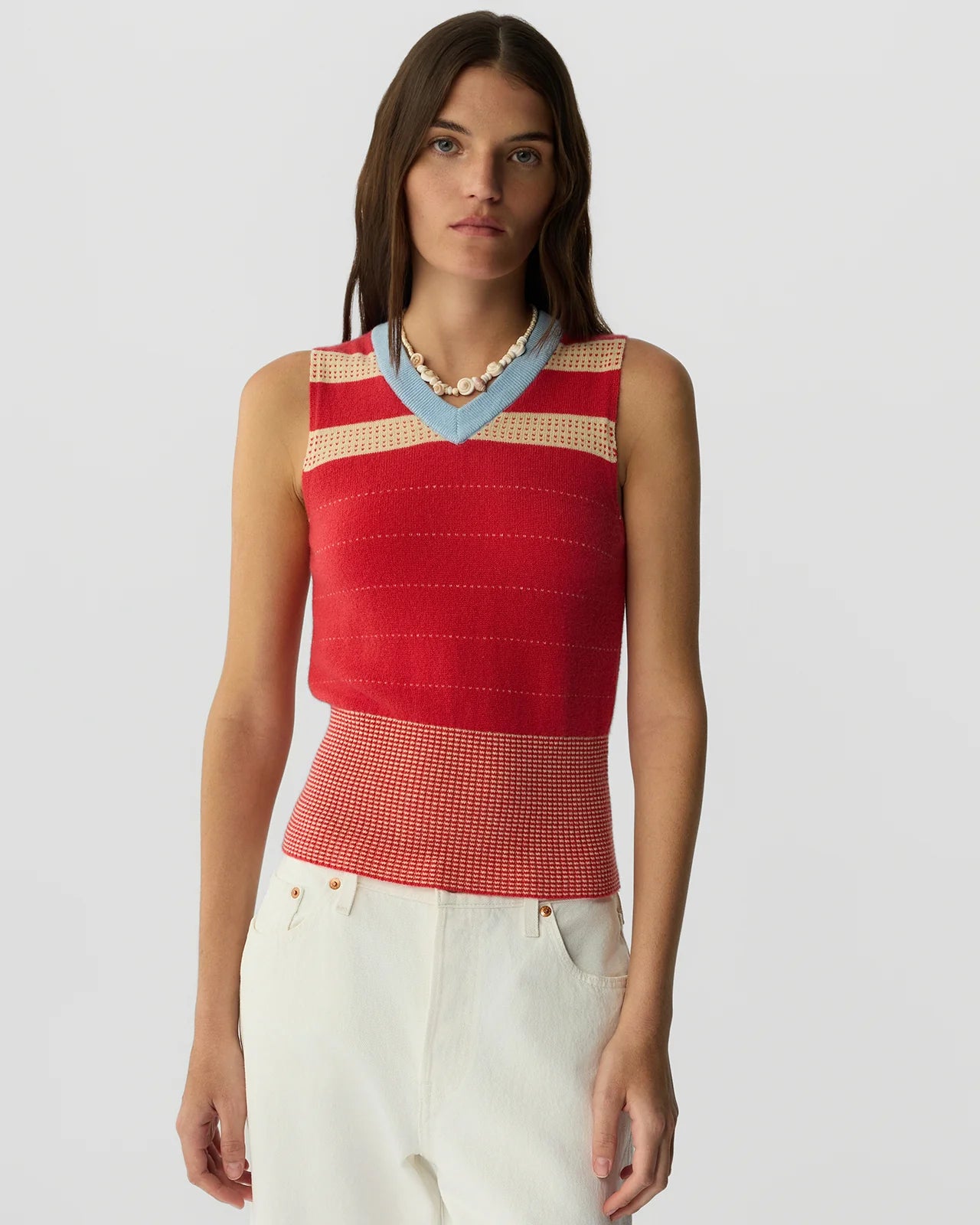 Guest In Residence COLLEGIATE STRIPE VEST at Romi Boutique