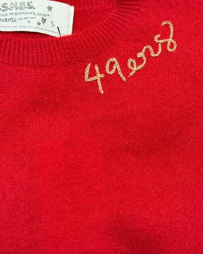 49ERS CASHMERE CREW IN RED/GOLD