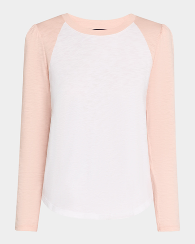 MASON BASEBALL TEE IN WHITE/PINK