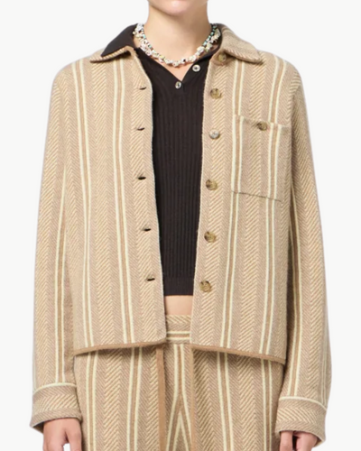 DYLAN STRIPE SHIRT IN ALMOND COMBO