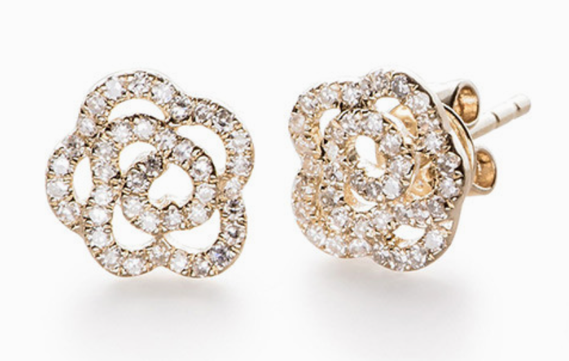DIAMOND ROSE STUD EARRING