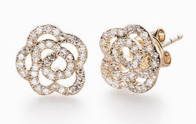 DIAMOND ROSE STUD EARRING