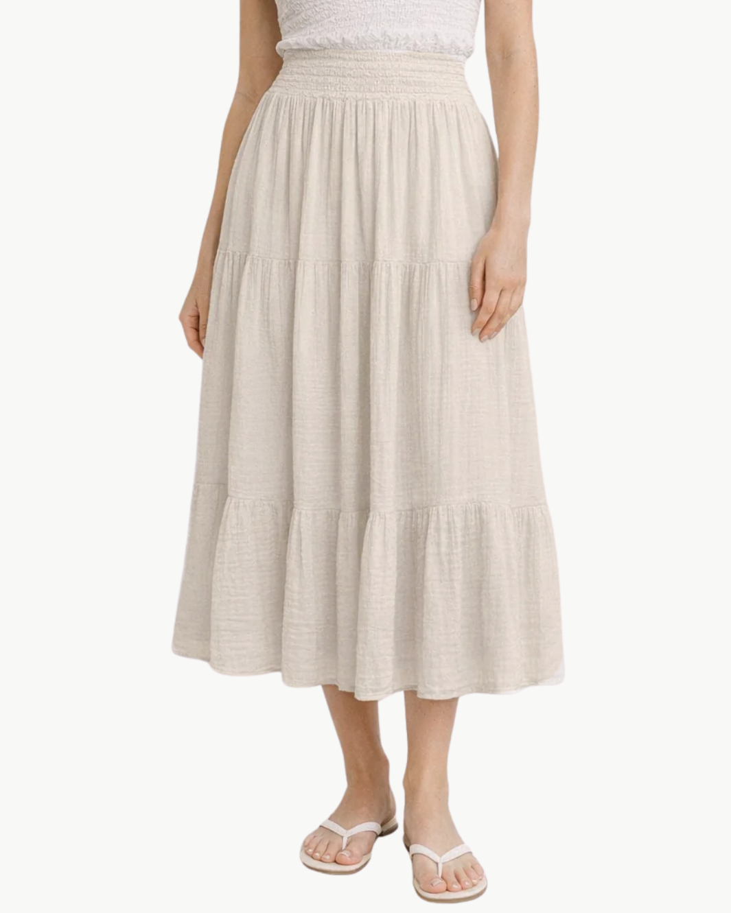 Smocked Maxi Skirt Gauze