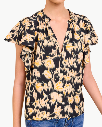 LILO FLUTTER SLEEVE BLOUSE IN TOURMALINE
