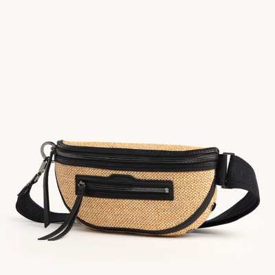CHARLES CROSSBODY MED IN CHAPARRAL RAFFIA/GUNMETAL