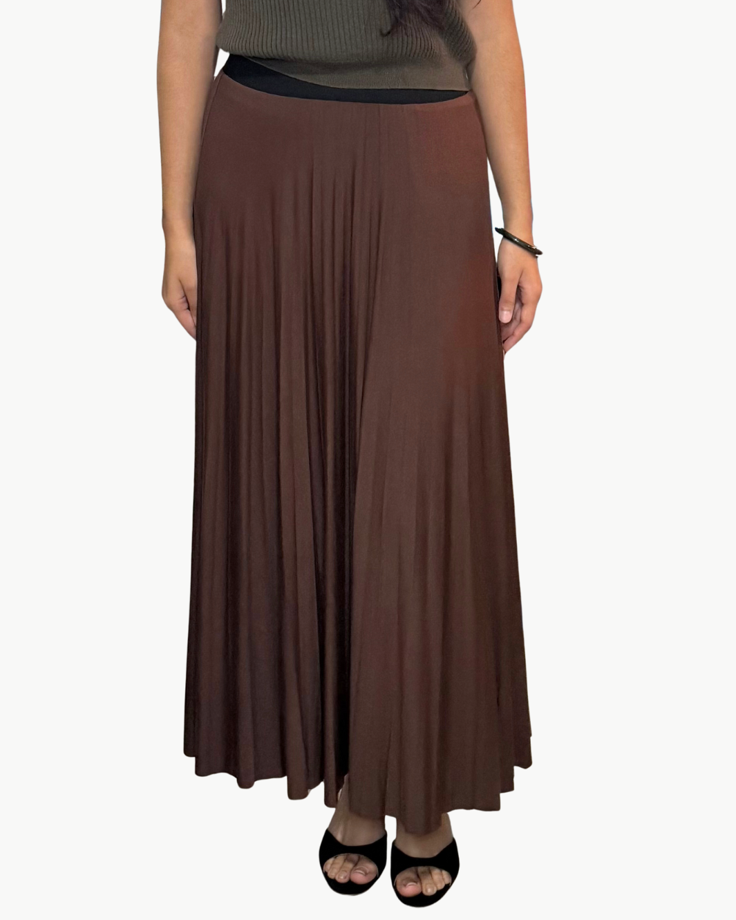 JERSEY SKIRT IN BROWN - Romi Boutique
