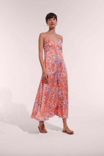 DENISE LONG DRESS ORANGE PALMERY - Romi Boutique