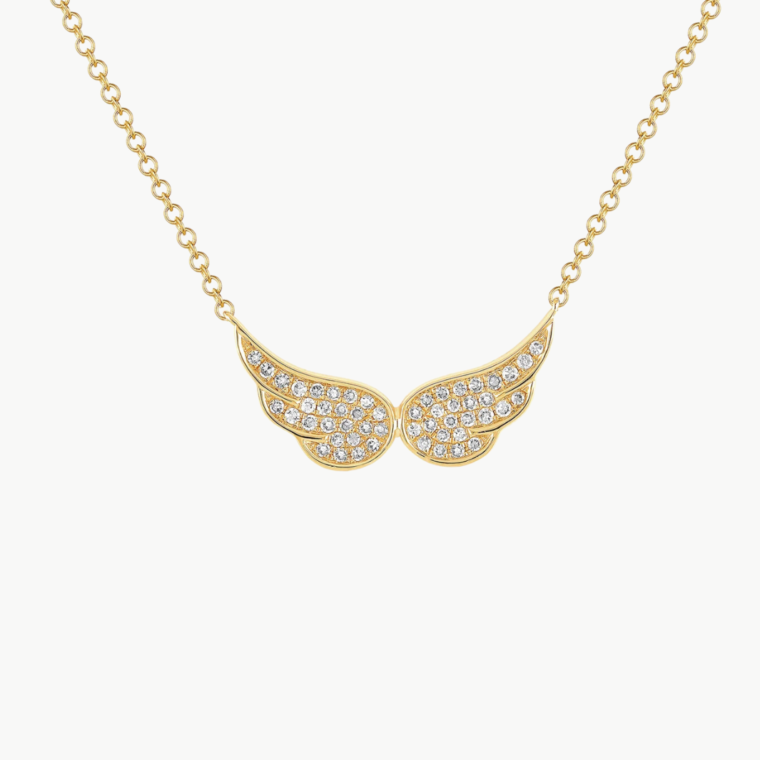 EF Collection Diamond Double Angel Wing Necklace at Romi Boutique