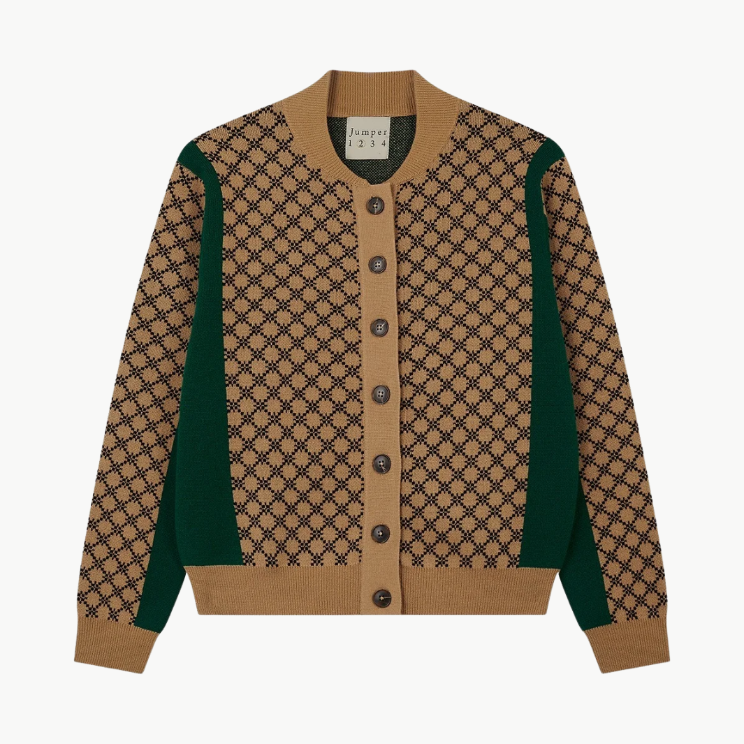 Graphic Sport Block Check Cardigan